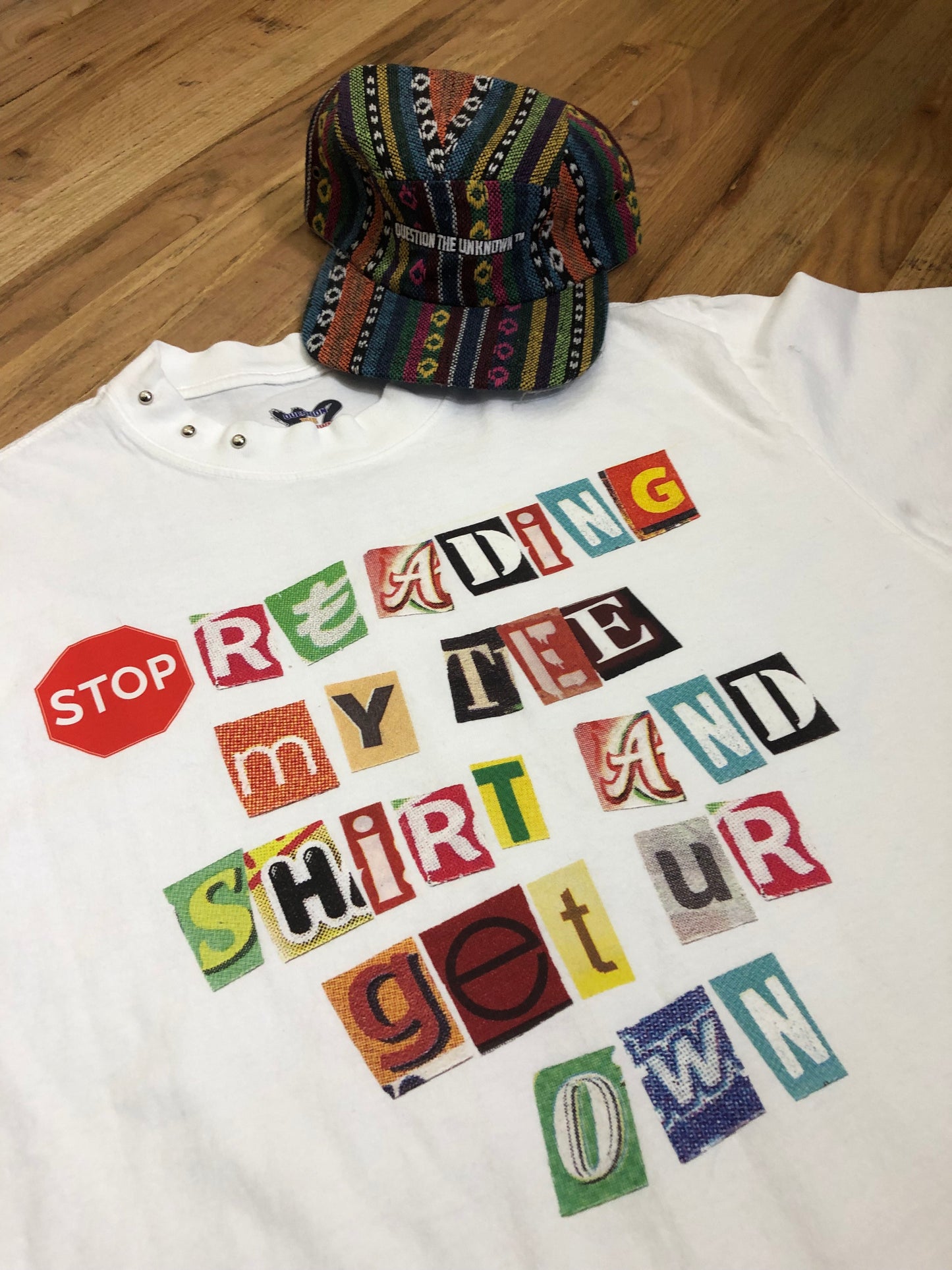 White Magazine print Tee