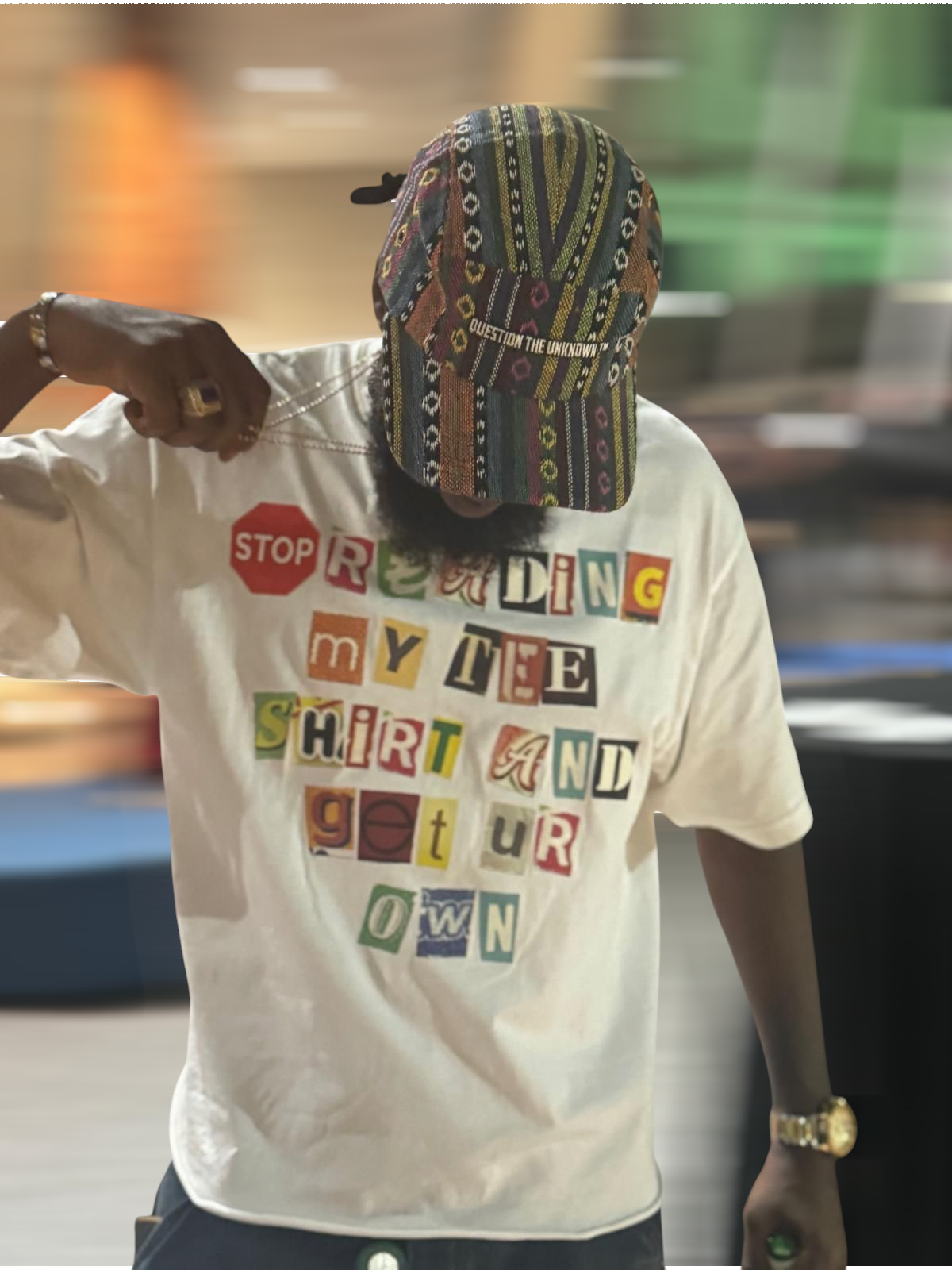 White Magazine print Tee