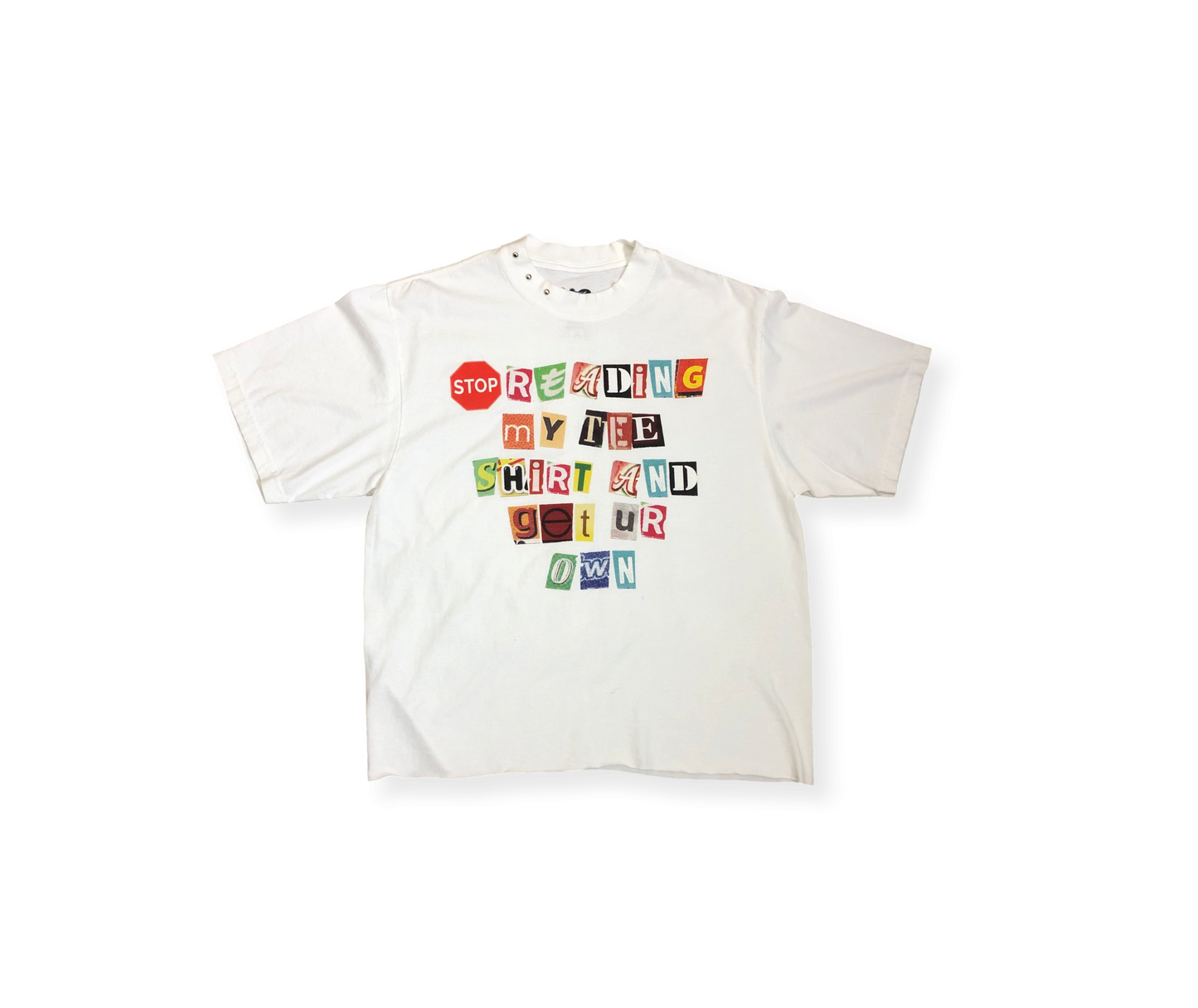White Magazine print Tee